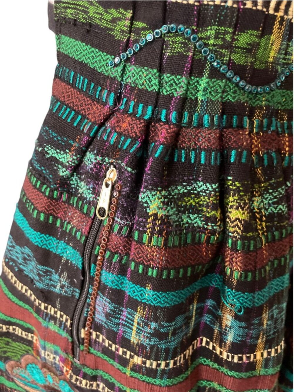 Vintage Guatemalan Hand Woven Half Apron Delantal Intricate Butterfly Floral Emb - Picture 4 of 15